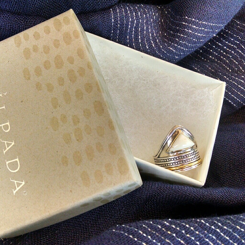 Silpada "Pinnacle Ring," Sz 8, Howlite, Brass, SS